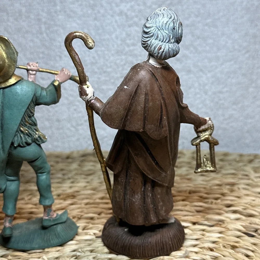 Vintage Shepherd Lantern Musician Nativity Figures Christmas Italy‎ Nativity